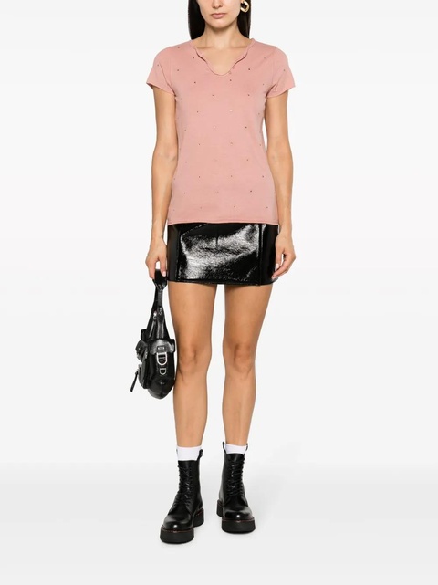 Zadig&Voltaire rhinestone-embellished Henley-neck T-shirt - Pink - zdjęcie produktu nr 2