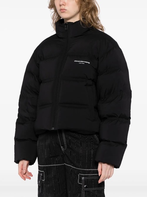 Alexander Wang reflective-logo cropped puffer jacket - Black - zdjęcie produktu nr 1