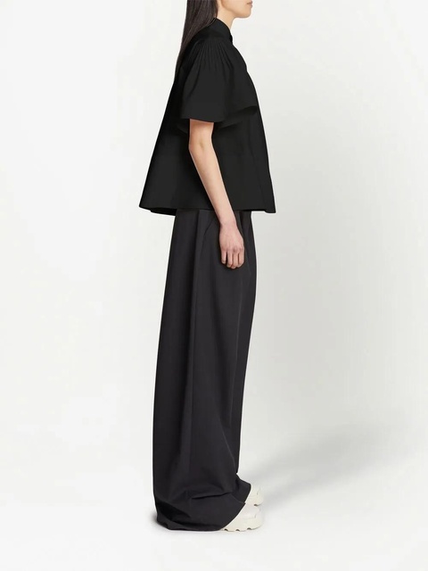 Proenza Schouler pintuck-detail short-sleeved blouse - Black - zdjęcie produktu nr 2