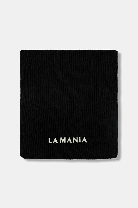 La Mania szalik wełniany MERINOWOOL damski kolor czarny gładki MERINOWOOL - zdjęcie produktu nr 1