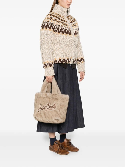 MC2 Saint Barth embroidered faux-fur tote bag - Neutrals - zdjęcie produktu nr 2