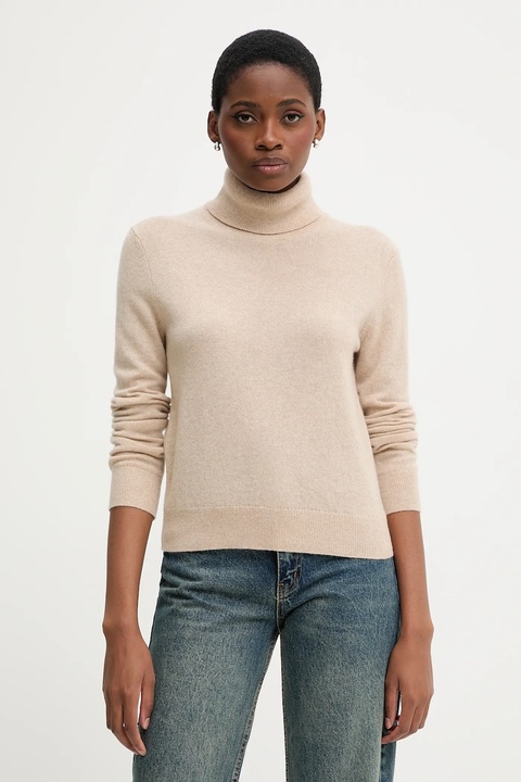 United Colors of Benetton sweter kaszmirowy kolor beżowy lekki z golfem 1033D202D - zdjęcie produktu nr 1