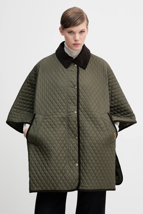 Barbour poncho OAKHAM kolor zielony przejściowa oversize LQU1857 - zdjęcie produktu nr 1
