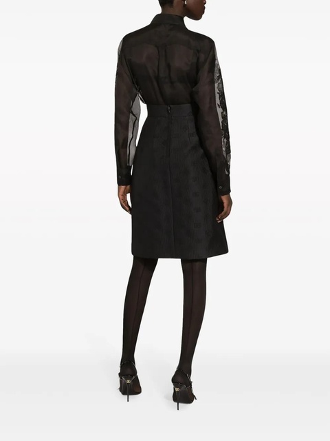 Dolce & Gabbana lace-appliqué silk-blend shirt - Black - zdjęcie produktu nr 2