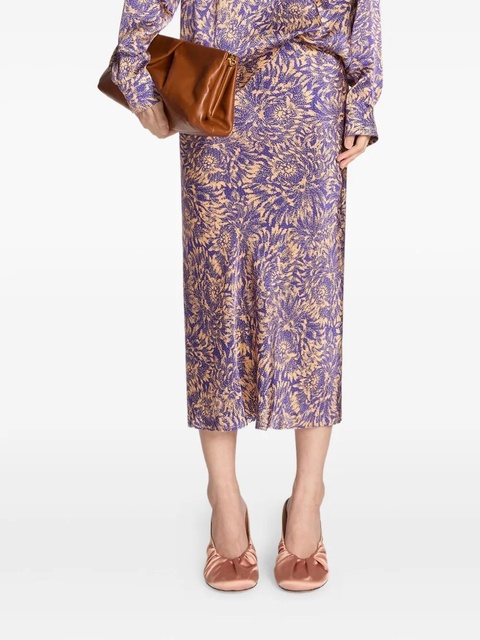 DRIES VAN NOTEN printed silk midi skirt - Purple - zdjęcie produktu nr 1