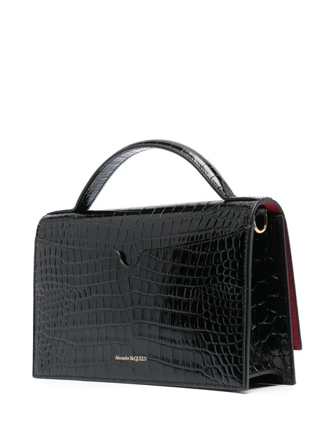 Alexander McQueen Skull crocodile-embossed shoulder bag - Black - zdjęcie produktu nr 2