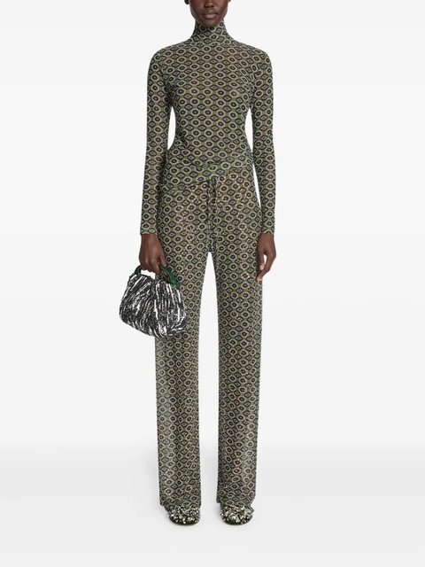 DRIES VAN NOTEN geometric-pattern trousers - Green - zdjęcie produktu nr 2
