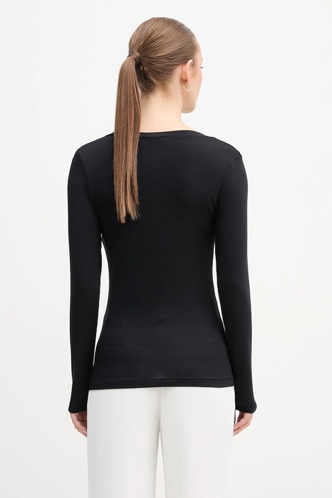 United Colors of Benetton longsleeve z domieszką kaszmiru kolor czarny 3LRU3M076 - zdjęcie produktu nr 2
