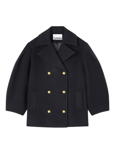 GANNI balloon-sleeve double-breasted coat - Blue - zdjęcie produktu nr 1