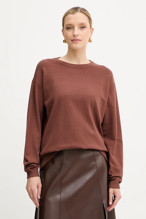 Silvian Heach sweter BENITEZ damski kolor brązowy GPA25553MA - zdjęcie produktu nr 1