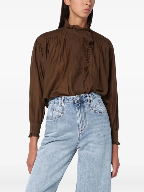 MARANT ÉTOILE ruffled high-neck blouse - Brown - zdjęcie produktu nr 1