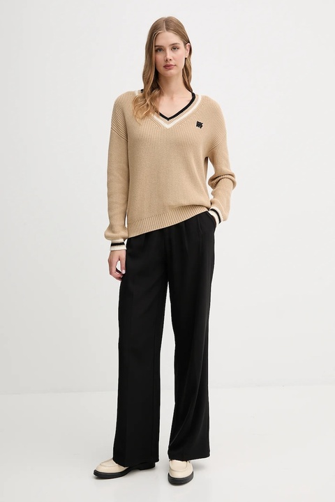 Dkny sweter bawełniany damski kolor beżowy ciepły DJ5R0730 - zdjęcie produktu nr 2
