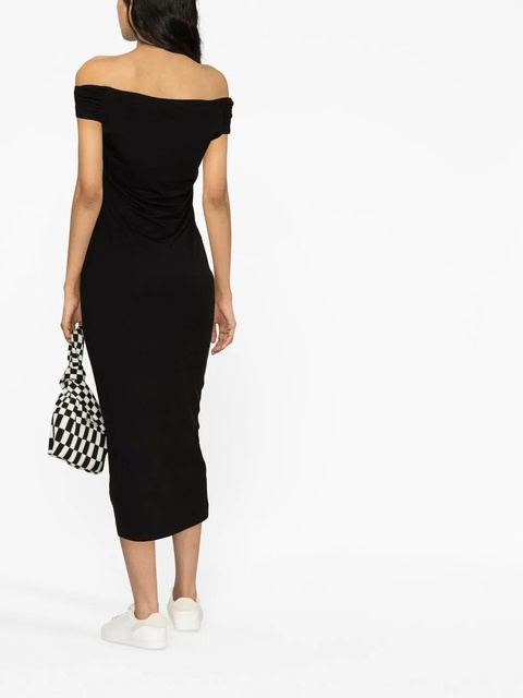 Reformation Jamen off-shoulder knitted midi dress - Black - zdjęcie produktu nr 2