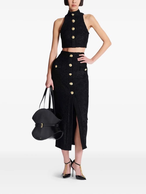 Balmain button-embellished damask skirt - Black - zdjęcie produktu nr 1