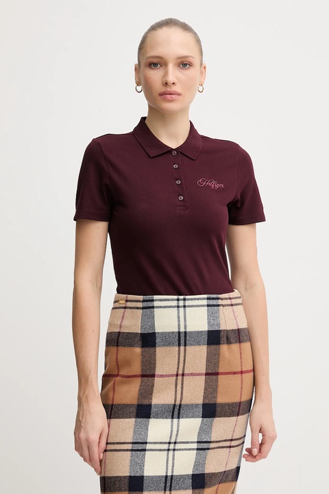 Tommy Hilfiger polo damski kolor bordowy WW0WW47312 - zdjęcie produktu nr 1