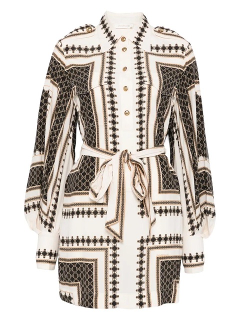 ZIMMERMANN geometric-print belted mini dress - White - zdjęcie produktu nr 1