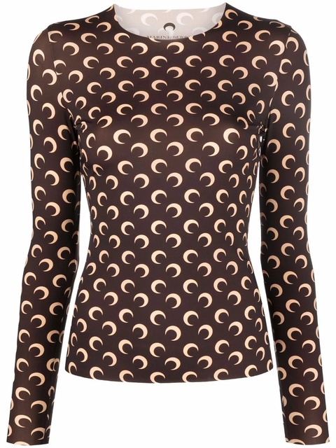 Marine Serre Second Skin moon-print top - Brown - zdjęcie produktu nr 1