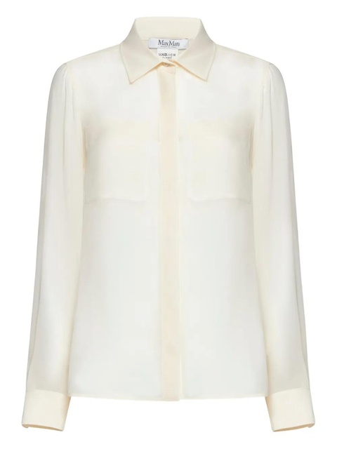 Max Mara embroidered-pocket silk shirt - Neutrals - zdjęcie produktu nr 2