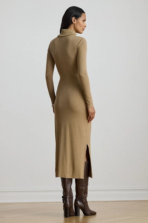 Lauren Ralph Lauren sukienka kolor beżowy midi dopasowana 200980028 - zdjęcie produktu nr 2