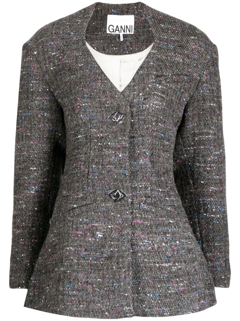 GANNI fitted wool-blend blazer - Grey - zdjęcie produktu nr 1