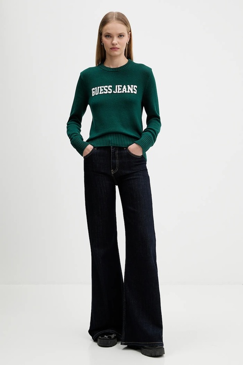 Guess Jeans sweter bawełniany kolor zielony W4BR10 Z3HM1 - zdjęcie produktu nr 2