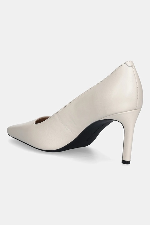 Tommy Hilfiger szpilki skórzane TH LOGO LTH PUMP SLANTED HL kolor beżowy FW0FW09008 - zdjęcie produktu nr 2