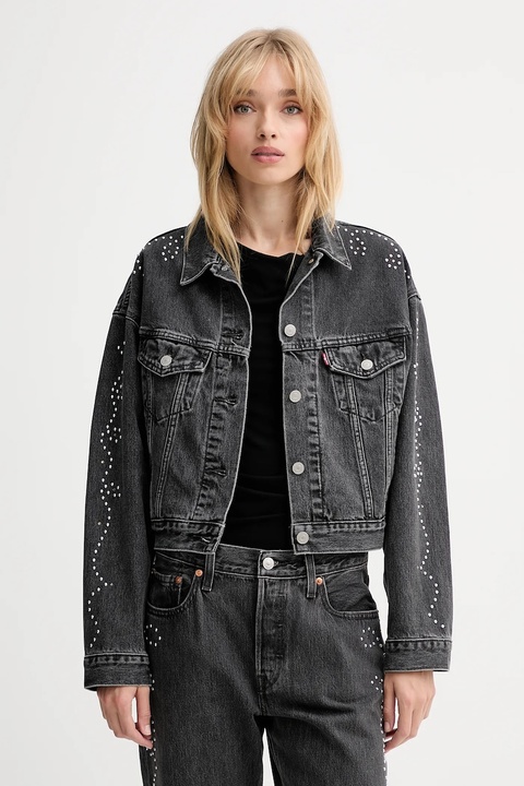 Levi's kurtka jeansowa kolor szary przejściowa oversize A9456 - zdjęcie produktu nr 1