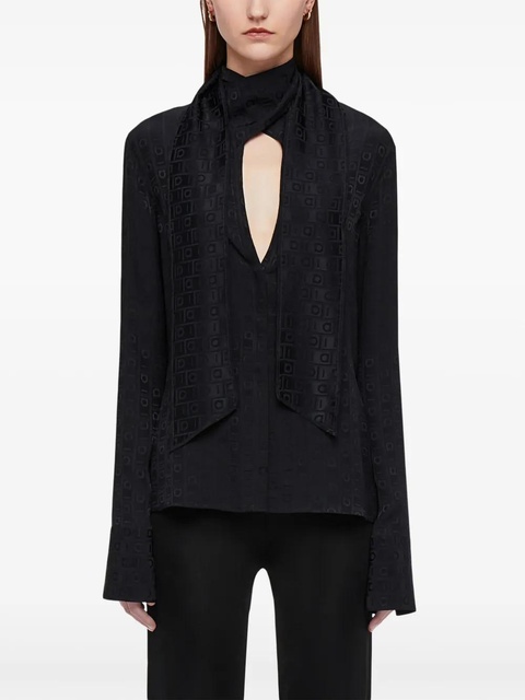 Ferragamo Gancini-jacquard silk blouse - Black - zdjęcie produktu nr 2