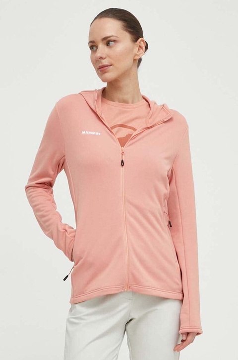 Mammut bluza sportowa Aconcagua Light ML kolor różowy z kapturem gładka - zdjęcie produktu nr 1
