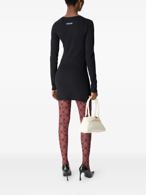 Marine Serre moonogram mesh flock tights - Red - zdjęcie produktu nr 1