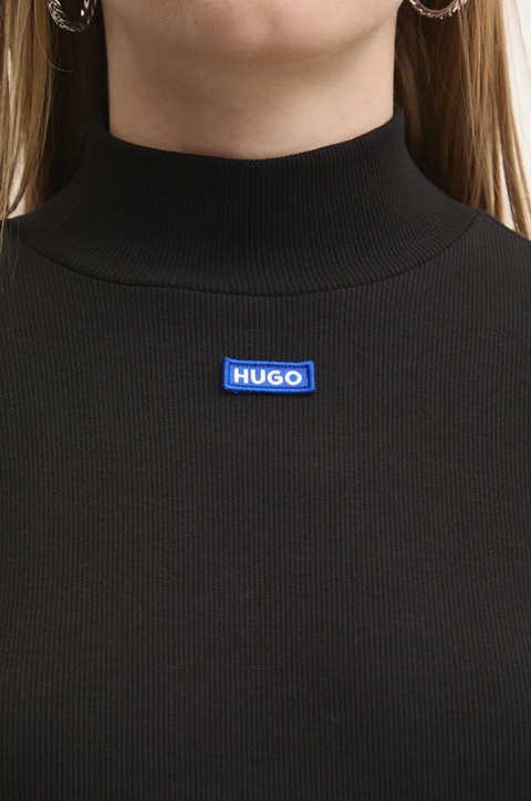 HUGO Blue longsleeve damski kolor czarny z półgolfem 50525318 - zdjęcie produktu nr 2
