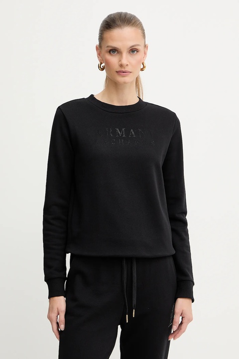 Armani Exchange bluza bawełniana damska kolor czarny gładka XW000985 AF14284 - zdjęcie produktu nr 1