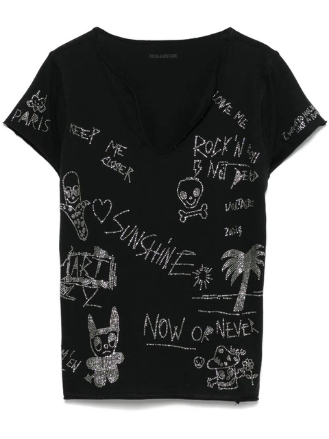 Zadig&Voltaire crystal-embellished T-shirt - Black - zdjęcie produktu nr 1