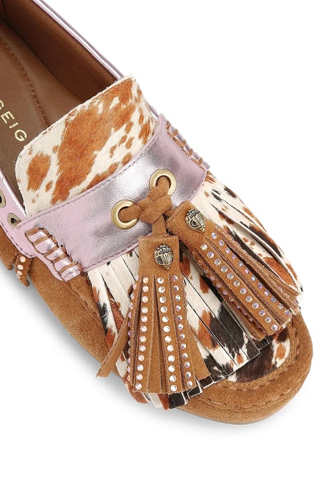 Kurt Geiger London mokasyny zamszowe Tassel Fringe Moccasin damskie kolor brązowy na płaskim obcasie 3494336219 - zdjęcie produktu nr 1
