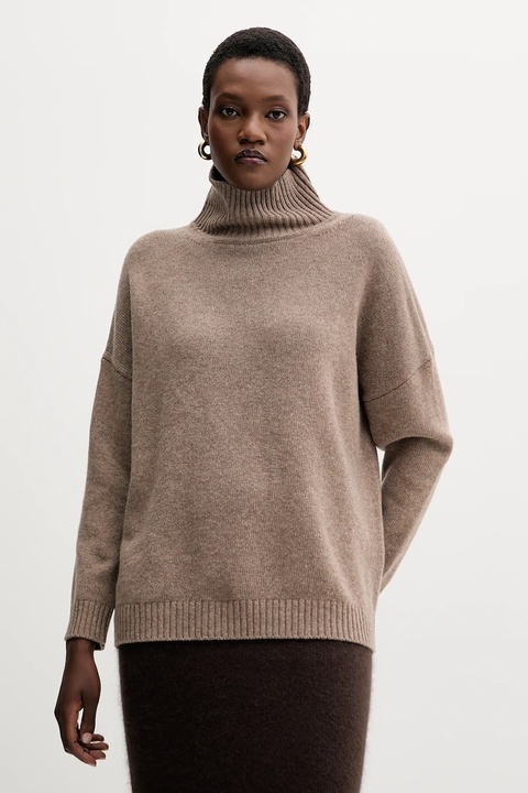 Weekend Max Mara sweter wełniany BORGIA damski kolor brązowy z golfem 2525366112600 - zdjęcie produktu nr 1