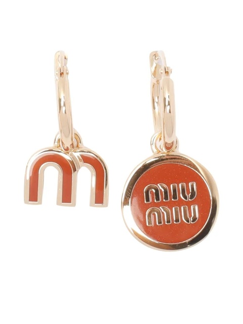 Miu Miu logo-embellished hoop earrings - Orange - zdjęcie produktu nr 2