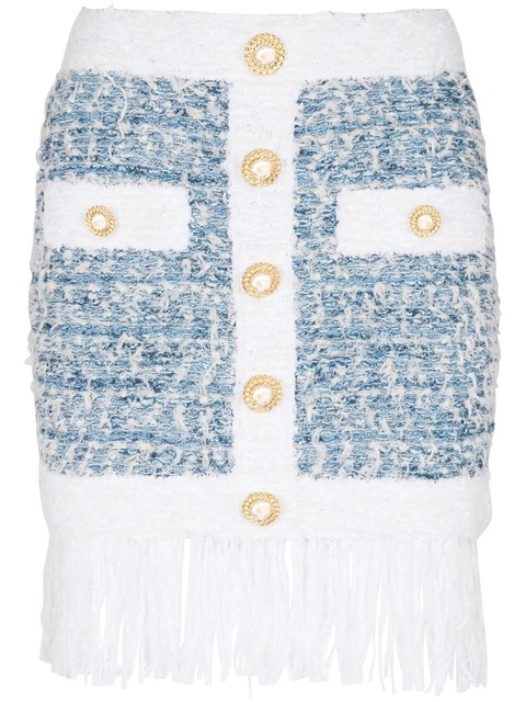 Balmain fringed tweed miniskirt - Blue - zdjęcie produktu nr 1
