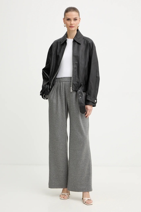 Pinko kurtka skórzana kolor czarny przejściowa oversize 105793 A2U7 - zdjęcie produktu nr 2