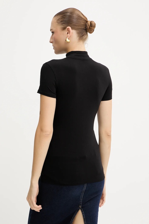 Armani Exchange t-shirt damski kolor czarny z półgolfem XW001368 AF16294 - zdjęcie produktu nr 2