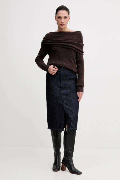 Hoss Intropia sweter z dodatkiem wełny damski kolor brązowy 6382056 - zdjęcie produktu nr 2