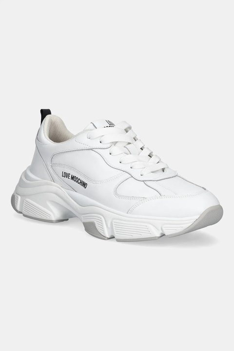 Love Moschino sneakersy skórzane damskie kolor biały JA15246G1NIA0100 - zdjęcie produktu nr 1