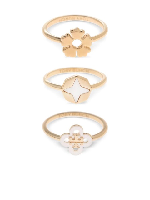Tory Burch charm-embellished ring (set of three) - Gold - zdjęcie produktu nr 1