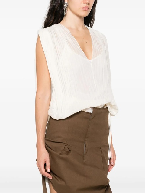 Blumarine pleated silk top - Neutrals - zdjęcie produktu nr 2