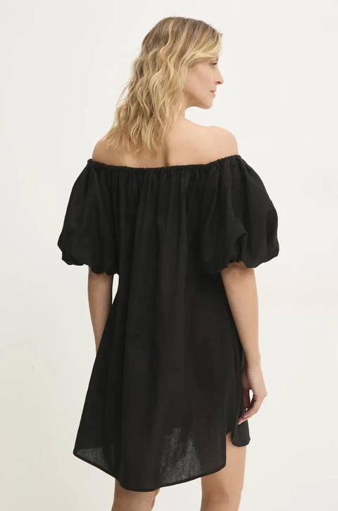 Answear.LAB sukienka z lnem kolor czarny mini oversize - zdjęcie produktu nr 2