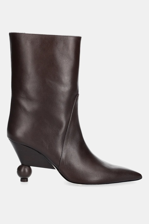 Weekend Max Mara botki skórzane Rollio damskie kolor brązowy na słupku 2525796055600 - zdjęcie produktu nr 2