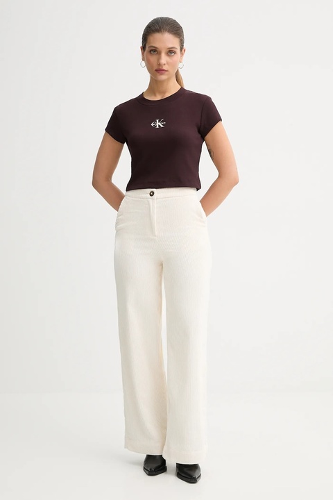 Calvin Klein Jeans t-shirt damski kolor brązowy LV047AB802 - zdjęcie produktu nr 2