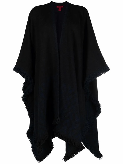 Valentino Garavani fringed-edge draped coat - Black - zdjęcie produktu nr 1