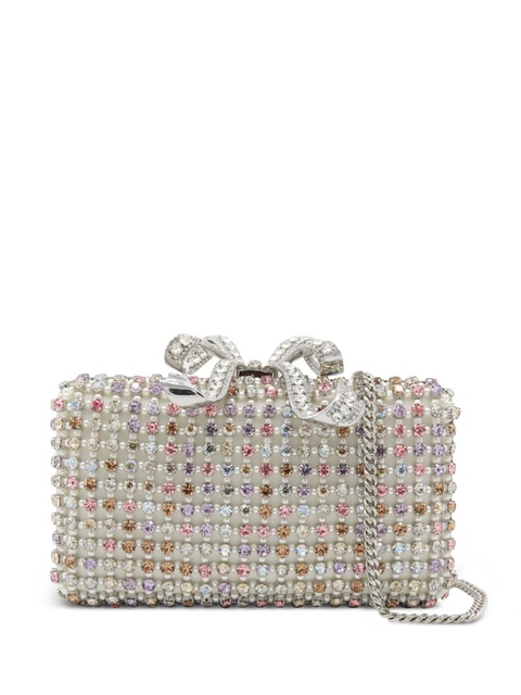Self-Portrait crystal-embellished bow shoulder bag - White - zdjęcie produktu nr 1