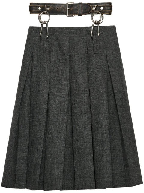 Prada belted pleated midi skirt - Grey - zdjęcie produktu nr 1