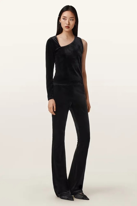 AllSaints spodnie welurowe damskie kolor czarny high waist W060TD - zdjęcie produktu nr 2